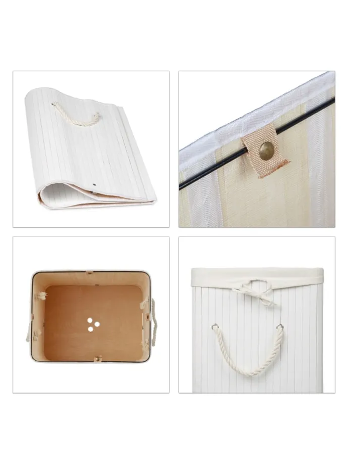 2x Wäschekorb in Natur/ Weiß - Je 83 l