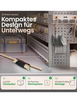 2X Zimmerbesen mit Stiel ROSSHAAR Mischung Besen weiche Borsten Schran in Braun