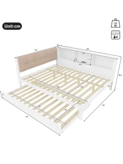 140x200cm Einzelbett Tagesbett ausziehbar mit LED