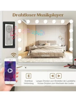 46x58cm Kosmetikspiegel mit Beleuchtung in Weiß