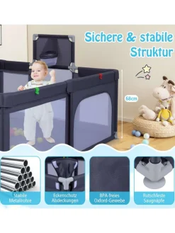 207x145cm Laufgitter mit Basketballkorb & 50 Spielbällen in Anthrazit