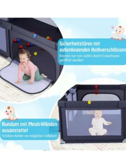 207x145cm Laufgitter mit Basketballkorb & 50 Spielbällen in Anthrazit