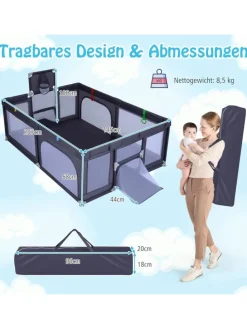 207x145cm Laufgitter mit Basketballkorb & 50 Spielbällen in Anthrazit