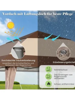 4x4m Faltpavillon in Braun