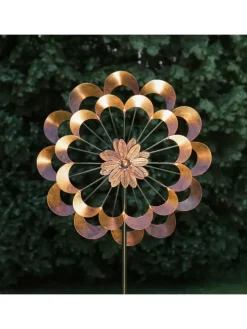 XXL Doppel Windrad Windspiel H: 1,8m in kupfer