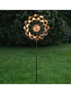 XXL Doppel Windrad Windspiel H: 1,8m in kupfer