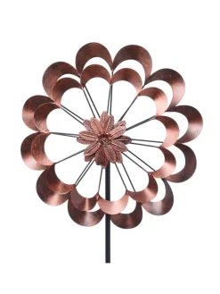 XXL Doppel Windrad Windspiel H: 1,8m in kupfer