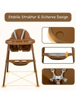 Yalion Hochstuhl für Babys, höhenverstellbar, abnehmbares Tablett