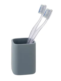 Zahnbürstenhalter ''Hexa'' in Grau - (B)6,5 x (H)9 x (T)6,5 cm
