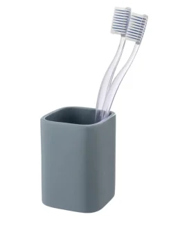Zahnbürstenhalter ''Hexa'' in Grau - (B)6,5 x (H)9 x (T)6,5 cm