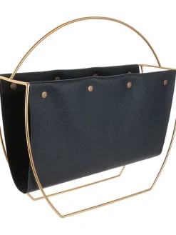 Zeitschriftenhalter in Schwarz/ Gold - (B)41 x (H)40 x (T)13 cm