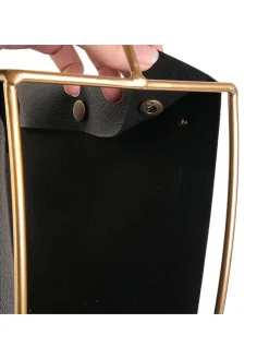 Zeitschriftenhalter in Schwarz/ Gold - (B)41 x (H)40 x (T)13 cm