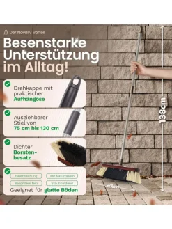 Zimmerbesen mit Stiel ROSSHAAR Mischung Besen weiche Borsten Schrankbe in Braun