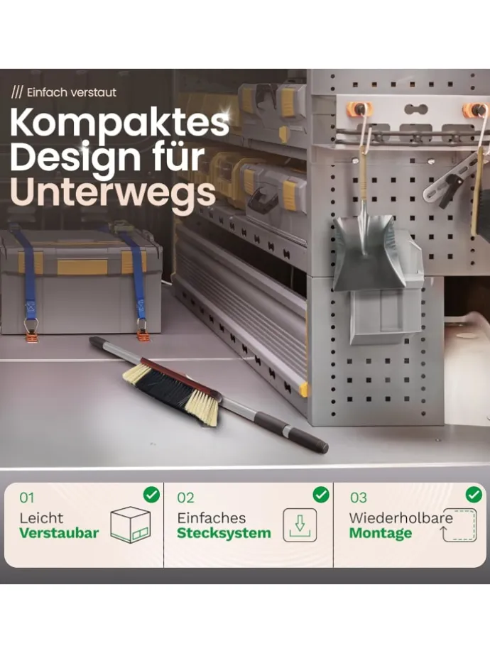 Zimmerbesen mit Stiel ROSSHAAR Mischung Besen weiche Borsten Schrankbe in Braun