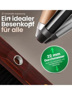 Zimmerbesen mit Stiel ROSSHAAR Mischung Besen weiche Borsten Schrankbe in Braun