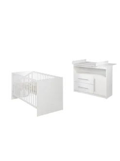 Zimmerset Maren Weiß 2-tlg. mit Kinderbett & Wickelkommode