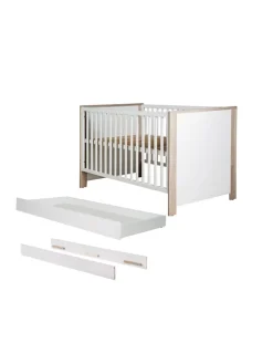 Zimmerset Olaf 3-tlg. Luna Elm/Weiß mit Bett, Umbauseiten & Bettkasten