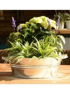 Zinkwanne 12 Liter mit Griffen in Silber