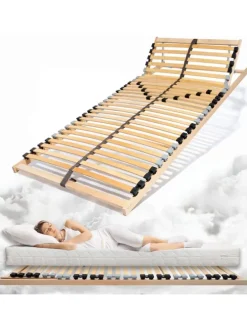 7-Zonen Lattenrost Kopfteil verstellbar 90x200 cm in Natur