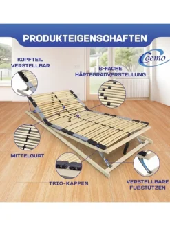 7-Zonen Lattenrost PREMIUM Kopf-Fußteil verstellbar in Natur