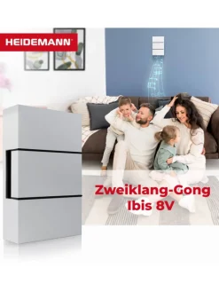 Zweiklang-Gong Ibis 8V reinweiß 82 dB Funkklingel
