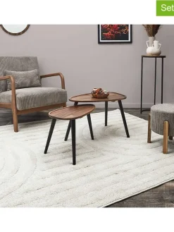 Zweisatztisch in Braun/ Schwarz